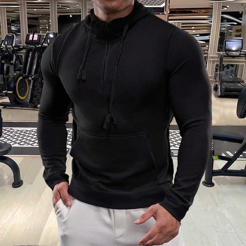 

Spring Summer Fashion Trend Men's Long-sleeve Hooded Sports T-shirt Versatile Outdoor Solid Fitness Breathable Quick-drying Run