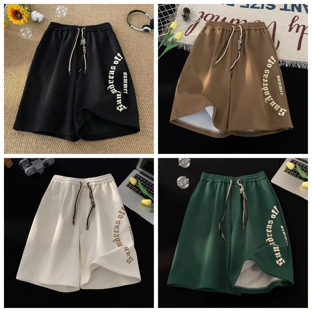 

Men's Shorts, Casual Shorts, Oversized Beach Shorts, Retro Letter Printed Sports Shorts, Five Point Shorts, Men's Clothing
