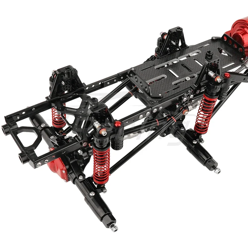 Metal Alloy Upgraded 8x8 RC Car Chassis Frame with 2 Front Steering Axles Gearbox DIY for Axial SCX10 1/10 RC Crawler Car Parts