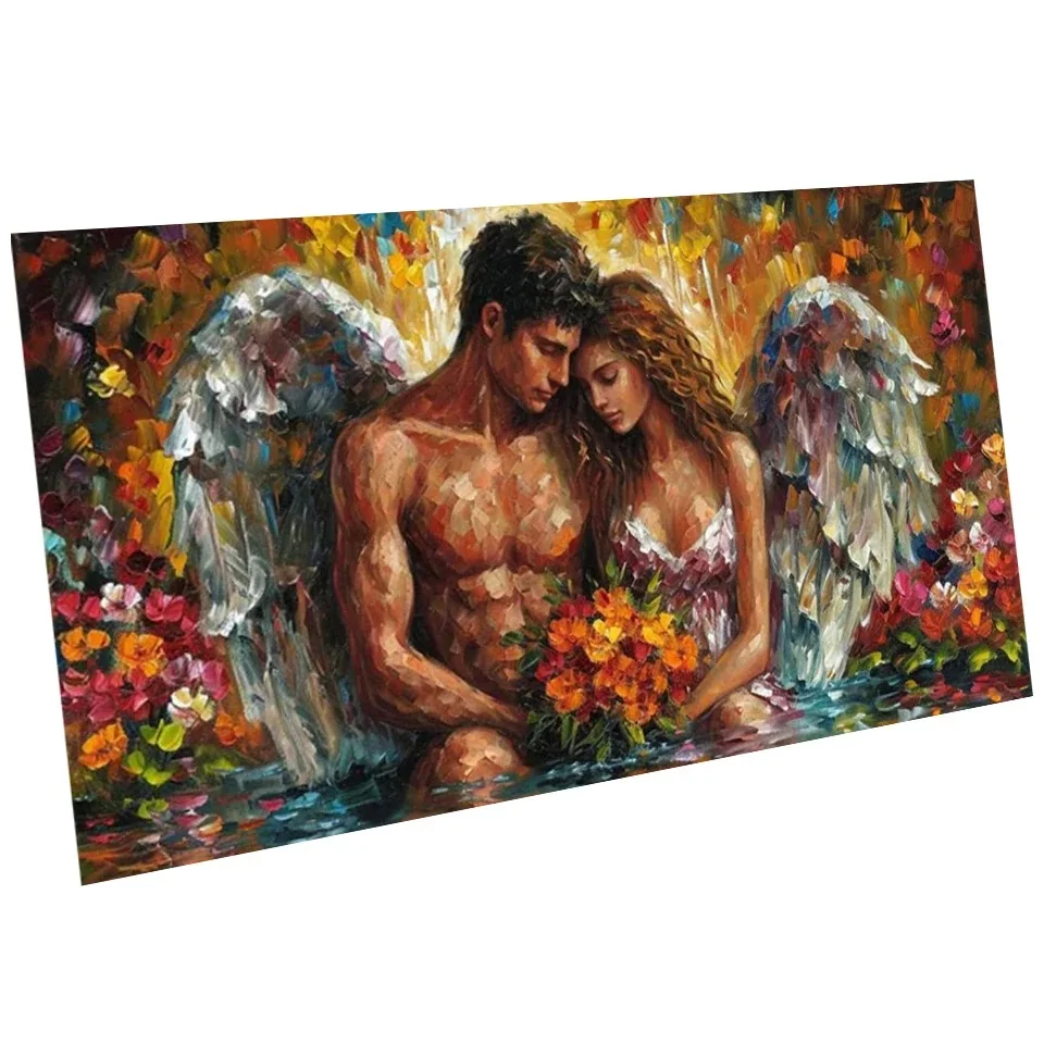 Angel Couple Diamond Painting new 2024 Diamond Mosaic Naked Lover Romantic Lovers Full Full Flowers Rhinestone Diy Home Decor