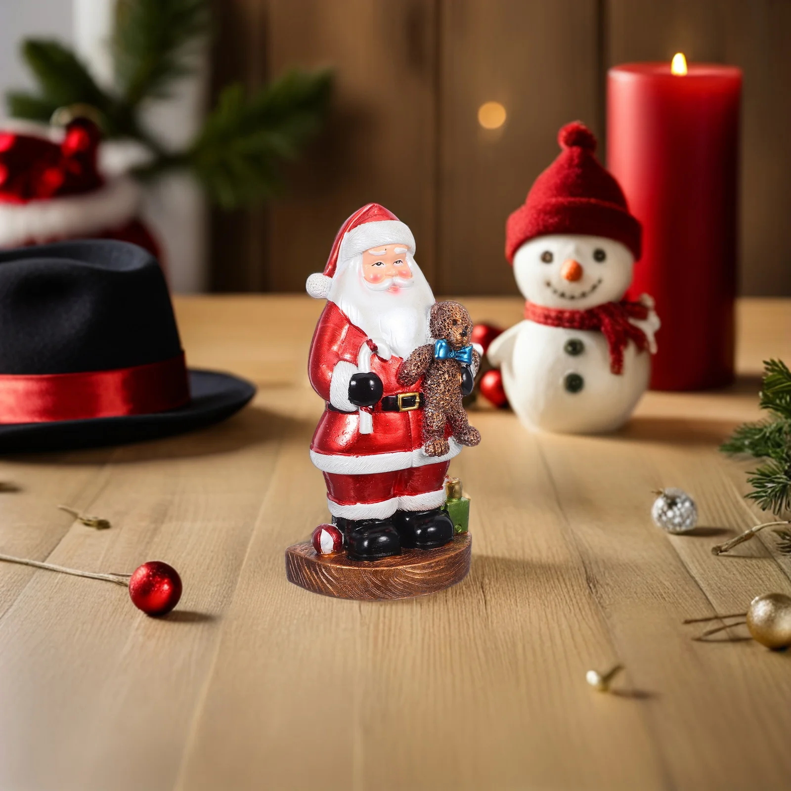 

Standing Santa Claus Resin Decoration for Christmas Home - Mini Tabletop Mantel Ornament with Joyful Expression and Versatile