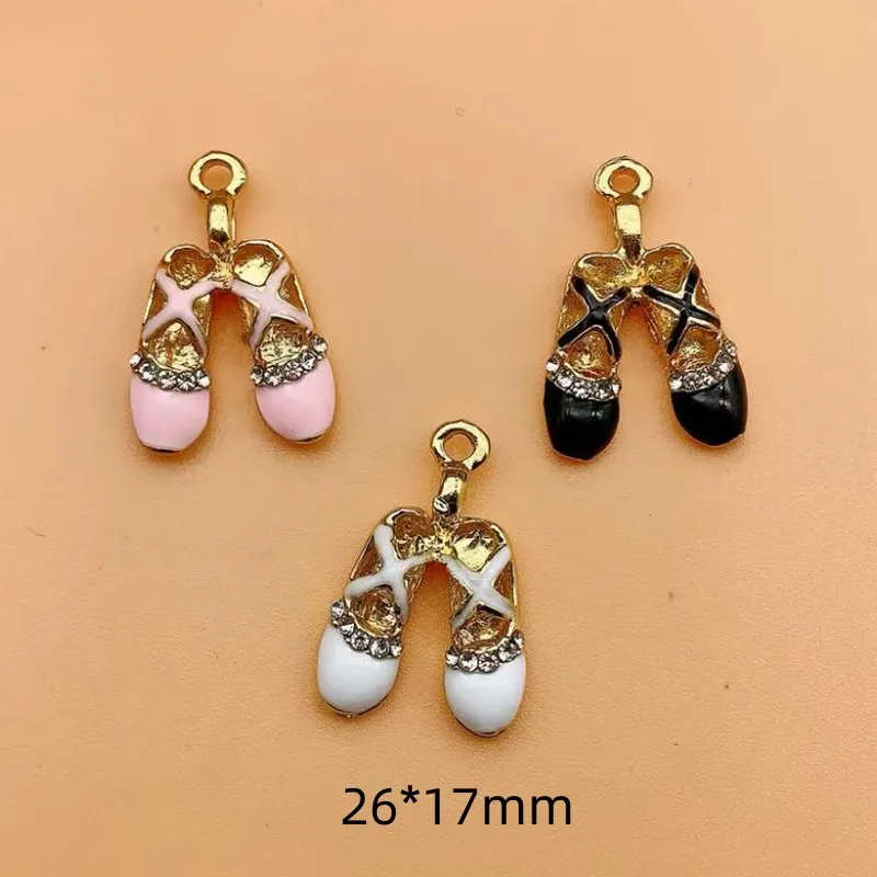 6pcs Enamel Dancer pendant Rhinestone Jewelry Making DIY Handmade Ballet Shoes Charms For Bracelet Earrings Necklace Gift DIY