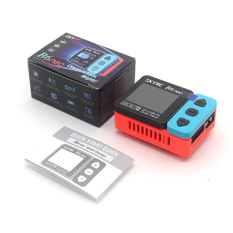 2023 SkyRC B6 neo Charger DC 200W 10A/ PD 80W 20V 5A 1-6S  LiPo Battery Balance Charger Discharger LiHV NiMH SK-100198