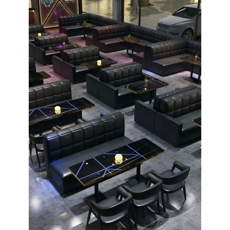 

Customized bar music clear bar western food cafe table and chair combination barbecue hot pot milk tea shop KTV card seat sofa