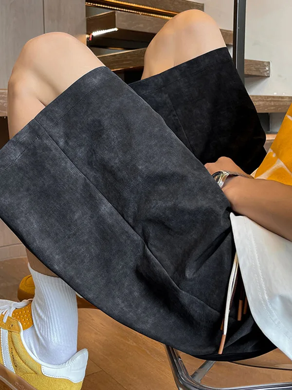 

American Dyed Ice Silk Sports orts Men's Summer Thin Casual Mid-Pants Trendy Five-Part Pants Loose Fit Straight Leg orts