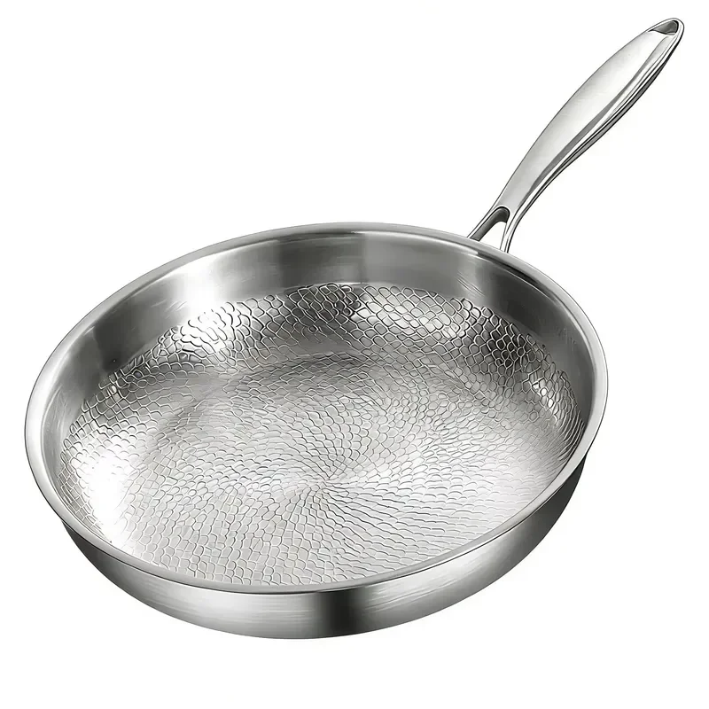 Titanium Alloy Three Layer Wok Removable Handle Small Frying Pan Uncoated Steak Pan for Gas Stove Induction Cooker Dishwasher