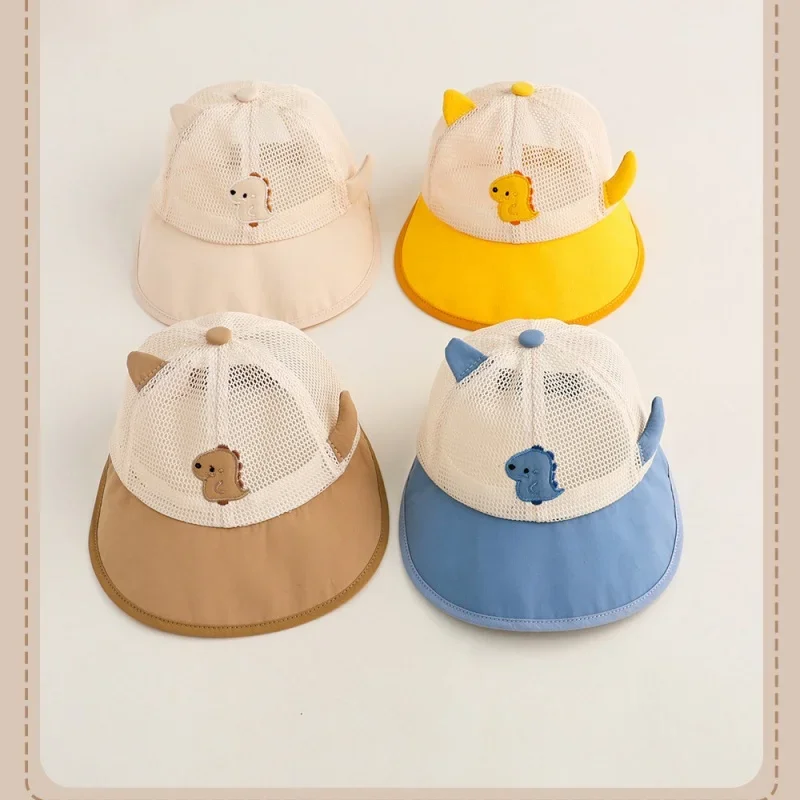 

2026 Summer Cute 1-4Y Baby Boy Caps Outdoor Boy Sunscreen Children Hat Dinosaur Pattern Flat Cap Cartoon Kids Accessorry