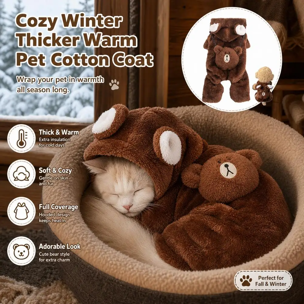 Dog Clothes Winter Autumn Warm Four Legged Fleece Lined Thickened Outfits For Cats Small To Medium Dogs