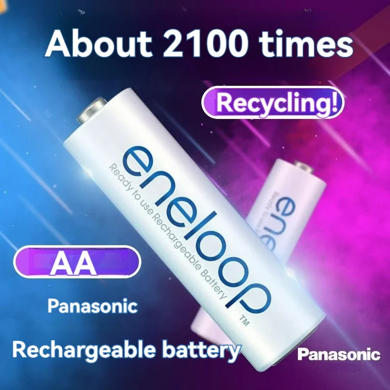 Panasonic Eneloop-batería recargable AA 100% original, 100% v, 1,2 mAh, precargada, nimh, adecuada para linterna, cámara, juguetes, 1900