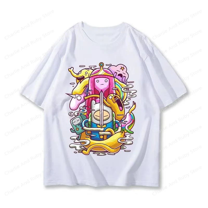 Adventure Time Princess Bubblegum Printing Cotton Crewneck Short-Sleeved T-Shirt Men's And Women's Summer Fashion Kid Tops