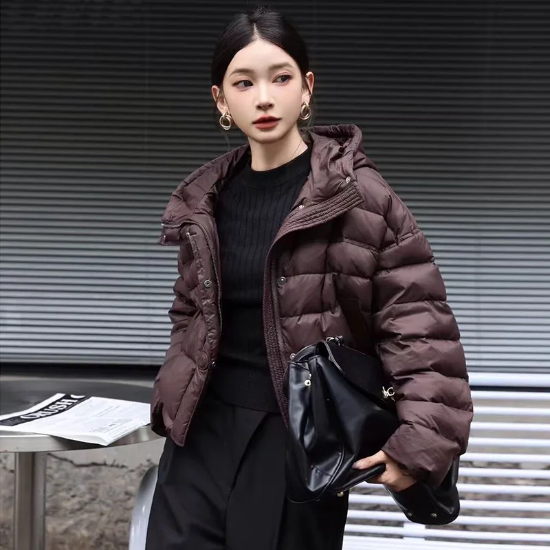 Lightweight Puffer Down Jacket for Women - Short Style 2025 Fall/Winter New Arrival Hooded Warm Coat - Trendy