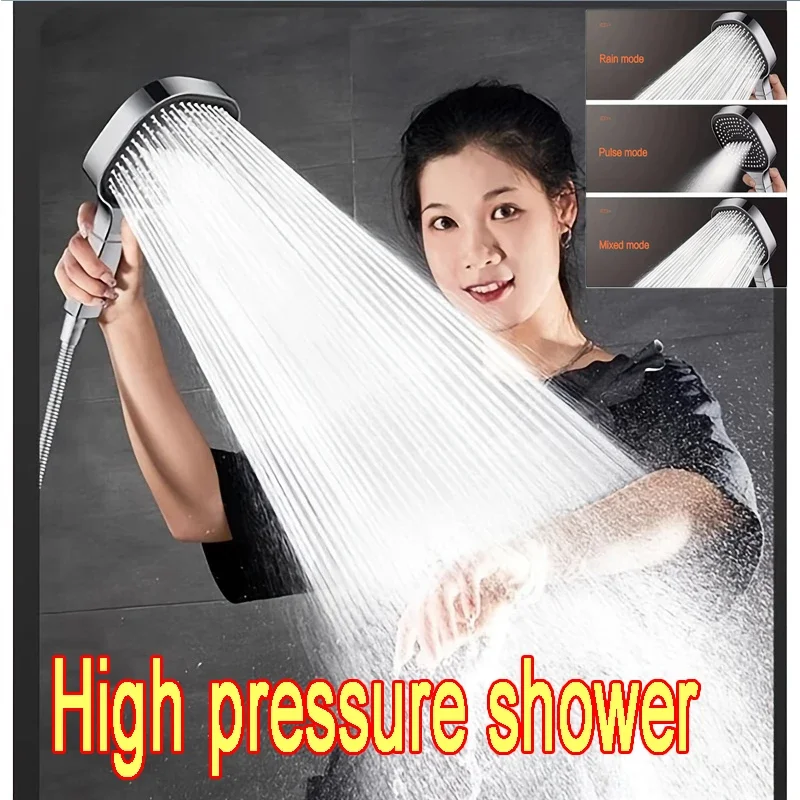 13cm Large Panel 3Modes Adjustable Home Portable Shower Head Wiper High Pressure Massage ShowerHead Filter Bathroom Accessories