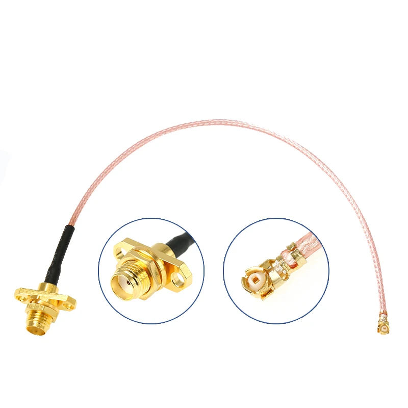 Double hole flange RG178 line IPEX to SMA-K male outer screw inner hole transfer wiring wireless routing network card IPX feeder