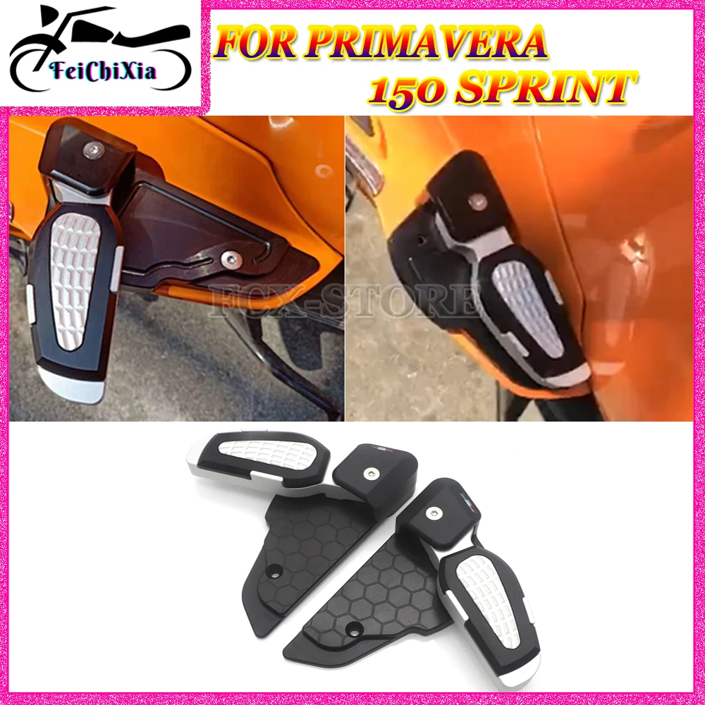 For Vespa Primavera 150 Sprint 150 2017 2018 Motorcycle Accessories FootPegs Footrest CNC Aluminum Black Silver Foot Pedal Kit