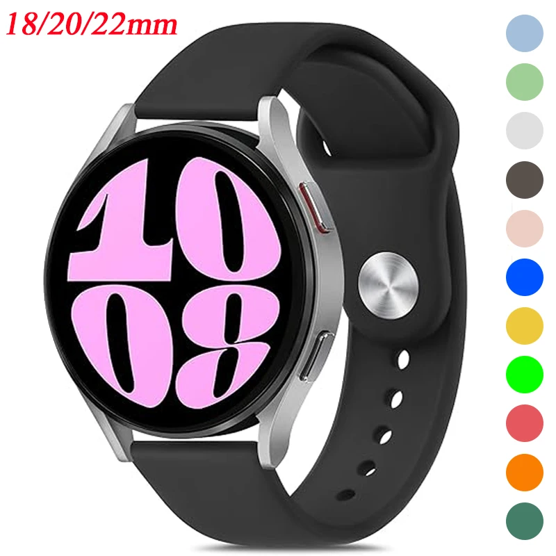 20mm 22mm Silicone Strap for Samsung Galaxy Watch 6/5/4 44mm 40mm 6Classic/Active 2/Gear S3 Sport Bracelet For Huawei GT 4 Band