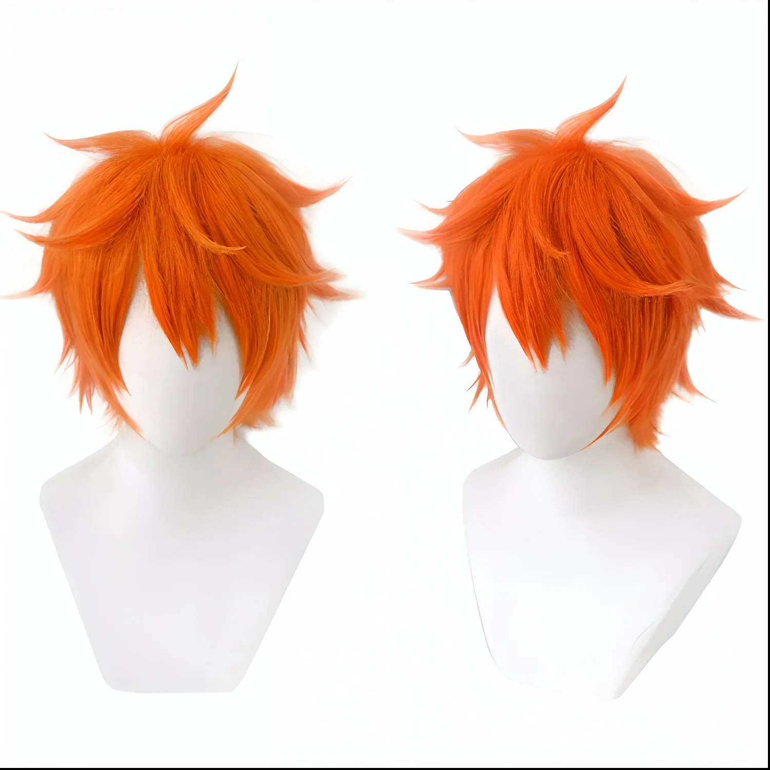 Short Orange Synthetic Wig Anime Cosplay Spiky Style Hair Heat Resistant Costume Party Wigs for Men Women