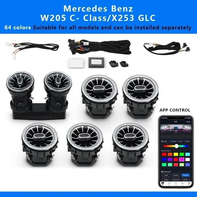 Mercedes Benz Cクラス 64色　エアベント メルセデスベンツのアンビエントライト,エアライト,アクセサリー,64色