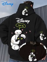 Disney Big Hero 6 Baymax Hoodie - Men's and Women's Loose Long Sleeve Hoodie, Cartoon Printed Casual Top