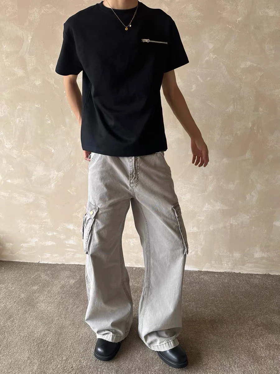 

Мужские повседневные свободные прямые джинсы с широкими штанинами в стиле ретро American Waed Faded Large ket