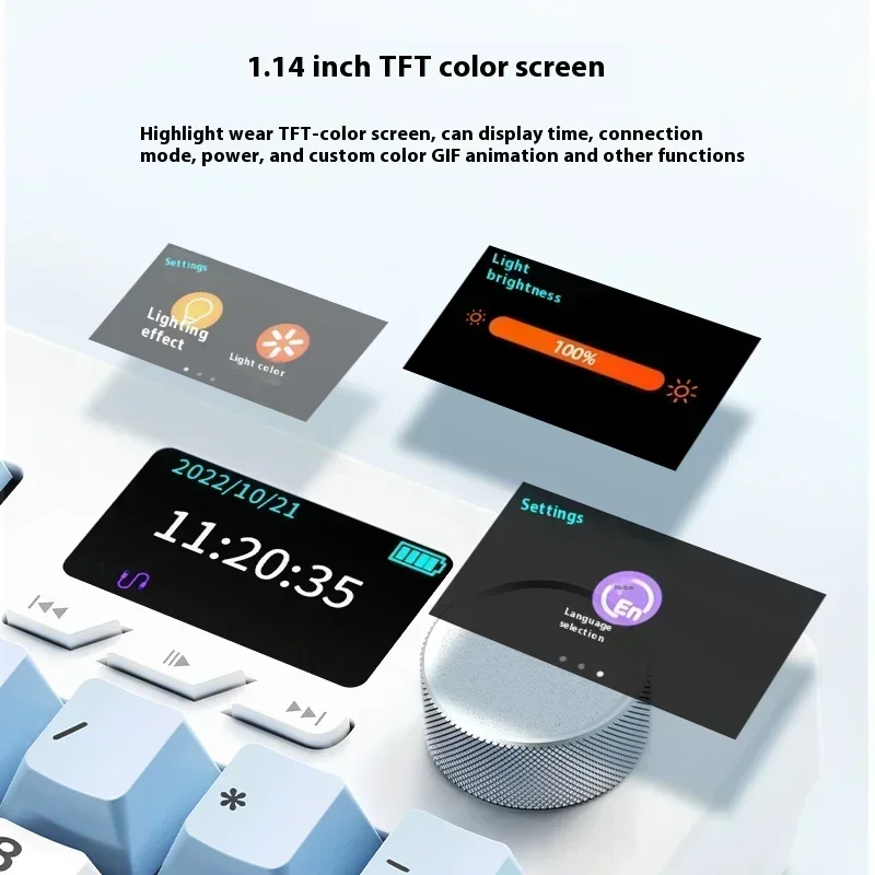 

NEW Ajazz Ak35i V3 3Mode Gaming Mechanical Keyboard Wireless Bluetooth Knob Switch Screen Gamer Gaming Keyboard Computer Gifts