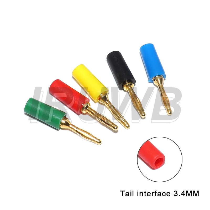 5PCS 2MM Red yellow green blue black Audio Banana Plug Mini Speaker Pure Copper Gold Plated Plug Connector Welded Assembly