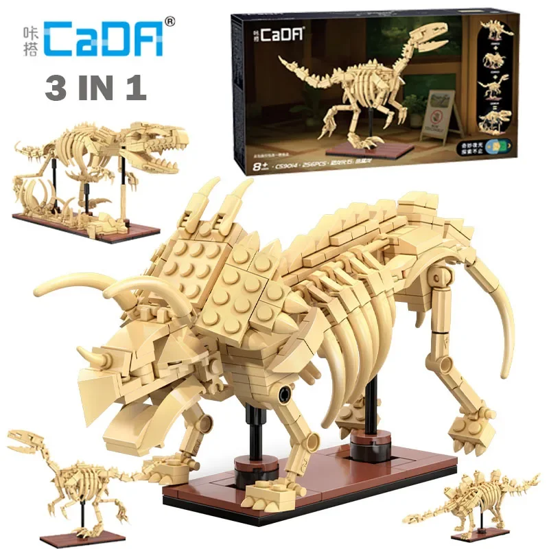 Cada MOC 3 in 1 Bricks Giant Beast Tyrannosaurus Rex Fluorescent Building Blocks Jianlong Triceratops Swift Raptors Toy Gifts