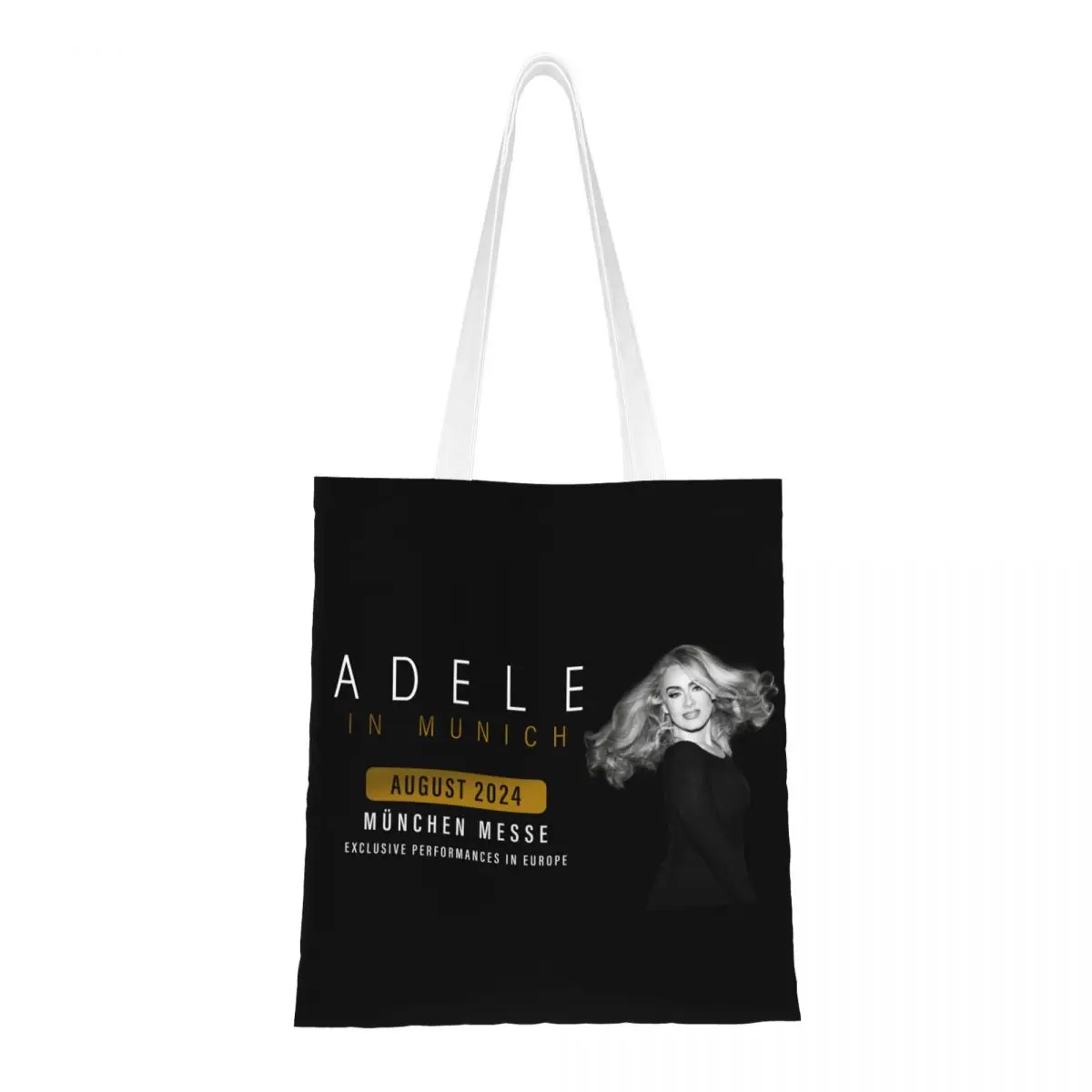 Custom Cute British Music Singer Adeles Shopping Tote Bags Reusable Canvas Groceries Shopper Shoulder Bag