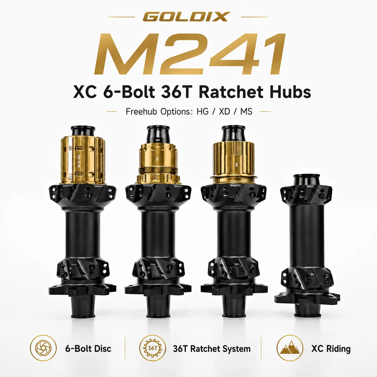 GOLDIX M241 6-Bolzen MTB-Nabe 24/28H BOOST 36T Ratchet Leichtgewichtige Vorder- und Hinterrad-Mountainbike-Nabe HG XD MS 110x15 148x12 Freilaufnabe – Detail 1