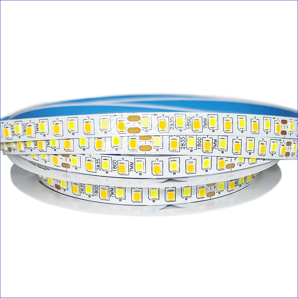 （2 welding point）5 meters 2835 180D dual colors LED strip for repairing chandeliers, LED ribbon (51-60W)X2colors