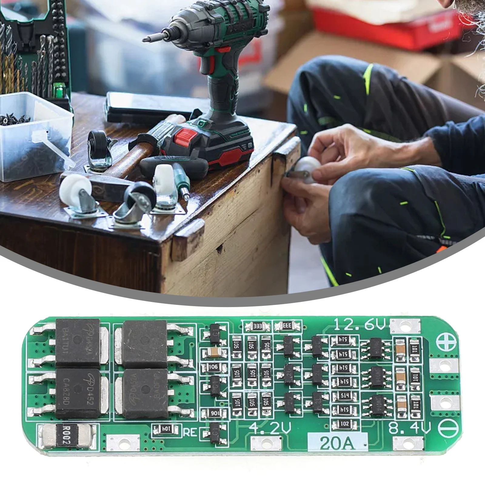 Charger PCB for 3S Series Lithium Batteries 12.6V 20A Output with Auto Recovery Function for Protection Board Integration