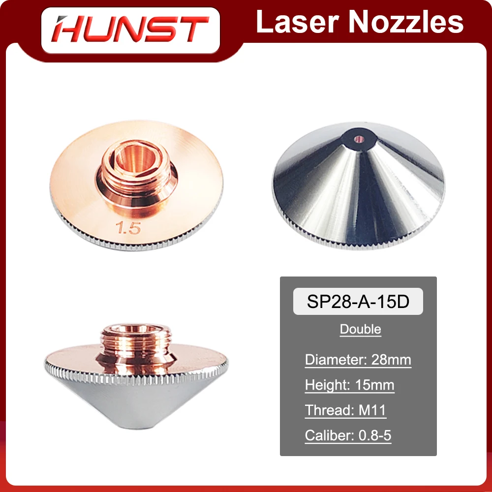 HUNST 10Pcs Laser Nozzles Single Double Layer Dia.28mm M11 Caliber 0.8-4.0mm For Raytools Precitec WSX Fiber Laser Cutting Head