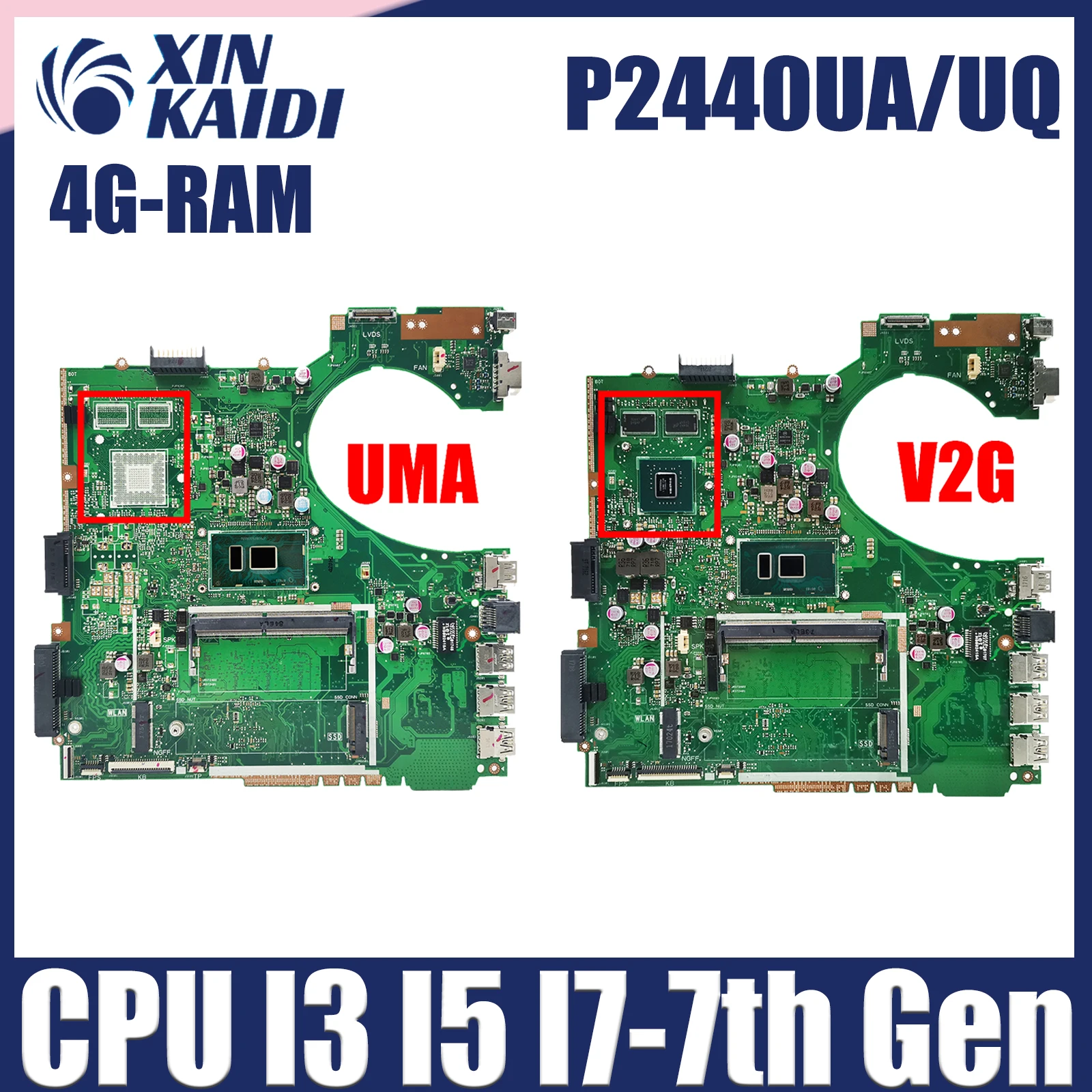 

P2440U Notebook Mainboard For ASUS PRO P2440UQ P2440UA P2440UF P2440 Laptop Motherboard CPU I3 I5 I7 7th Gen 4GB RAM 940MX