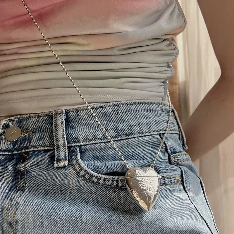 女性用ハートバッグ付きネックレス,10代の女の子用ロングネックレス,かわいいカワイイジュエリー,高級デザイナー,2024コレクション