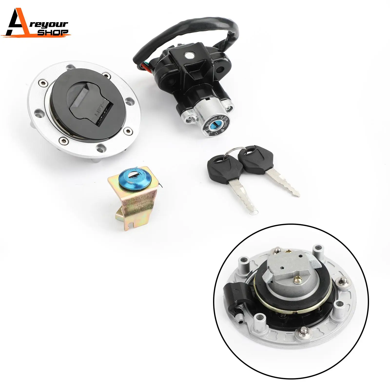 Areyourshop For Suzuki DL1000 V-Strom 2002-2012 DL650 Vstrom 2004-2011 Ignition Switch Fuel Gas Cap Lock Keys 37000-06860