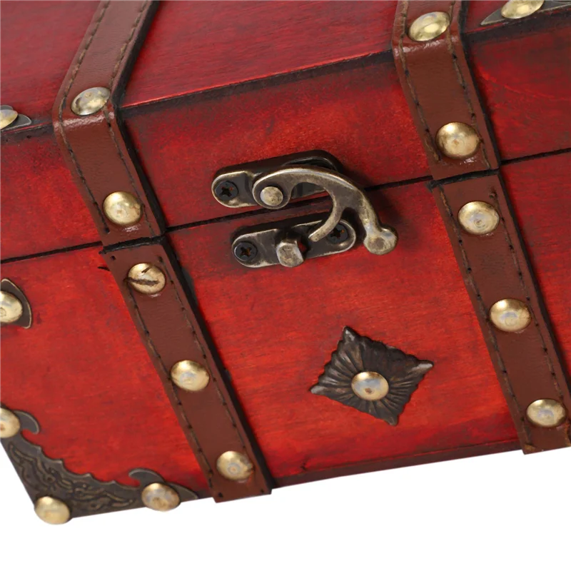 

ABJI-2X Retro Treasure Chest Vintage Wooden Storage Box Antique Style Jewelry Organizer For Jewelry Box Trinket Box Small