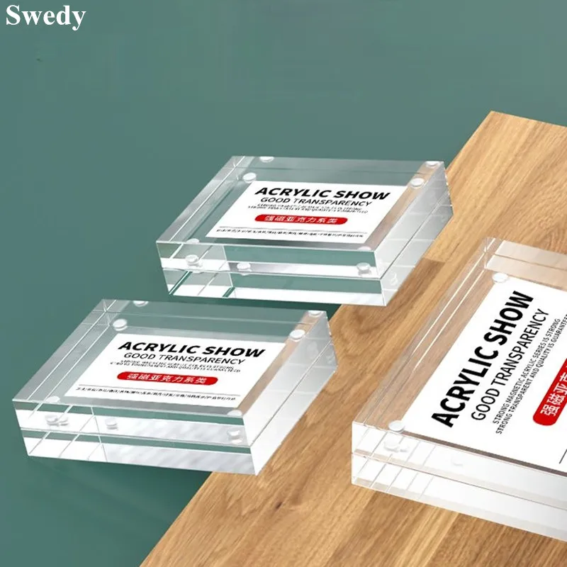 90x55mm Magnetic Acrylic Sign Holder Display Stand Photo Picture Frame Small Price Label Paper Card Holder Tags