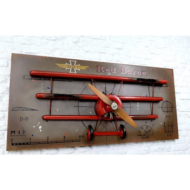 

Retro wrought iron creative wall decoration airplane hanging painting American decorative painting