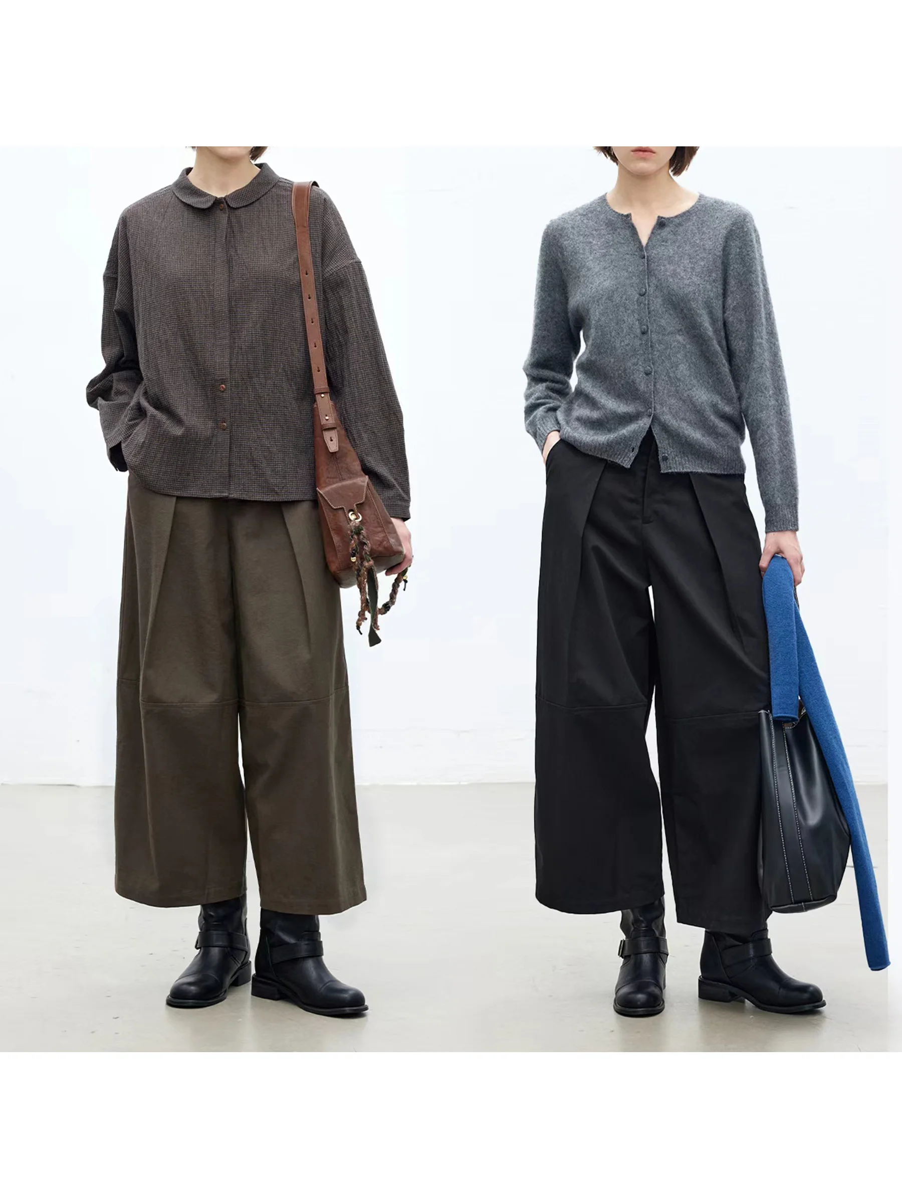 

DotDrobe Повседневный плиссированный цветочный бутон ape f Эластичная талия Девять точек Свободный крой Женский осенне-зимний утягивающий двухцветный Ca...