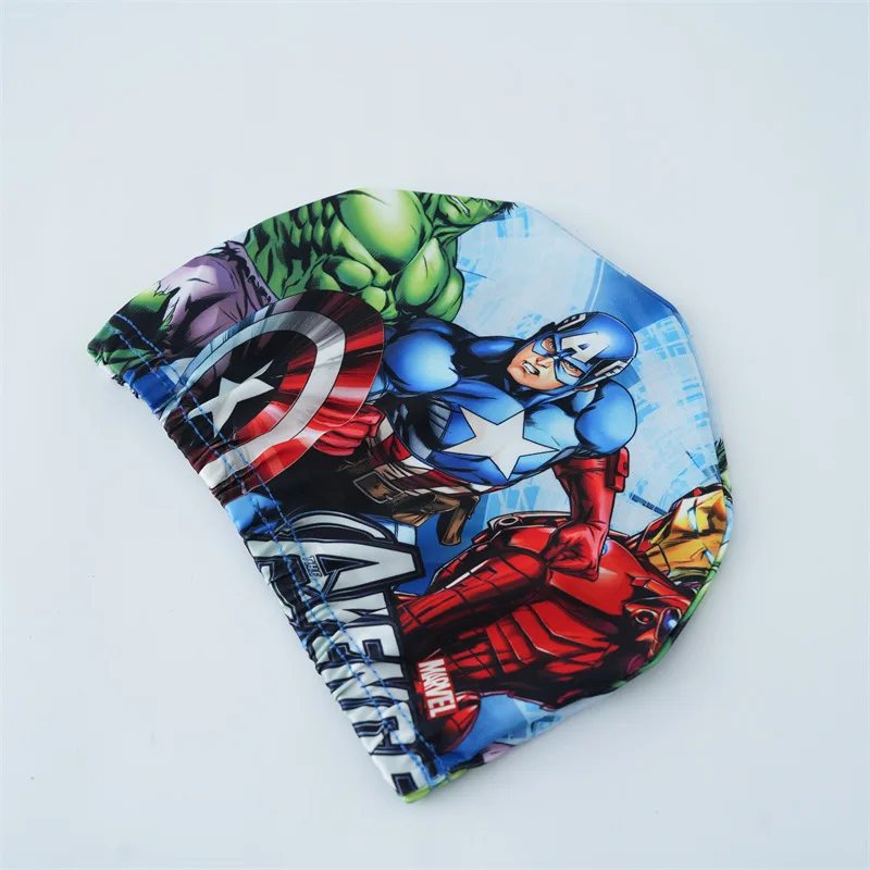 Marvel Avengers Children Swimming Hat Anime High Elastic Waterproof Fabric Diving Hat Soft Ear Protection Swimming Pool Hat Gift
