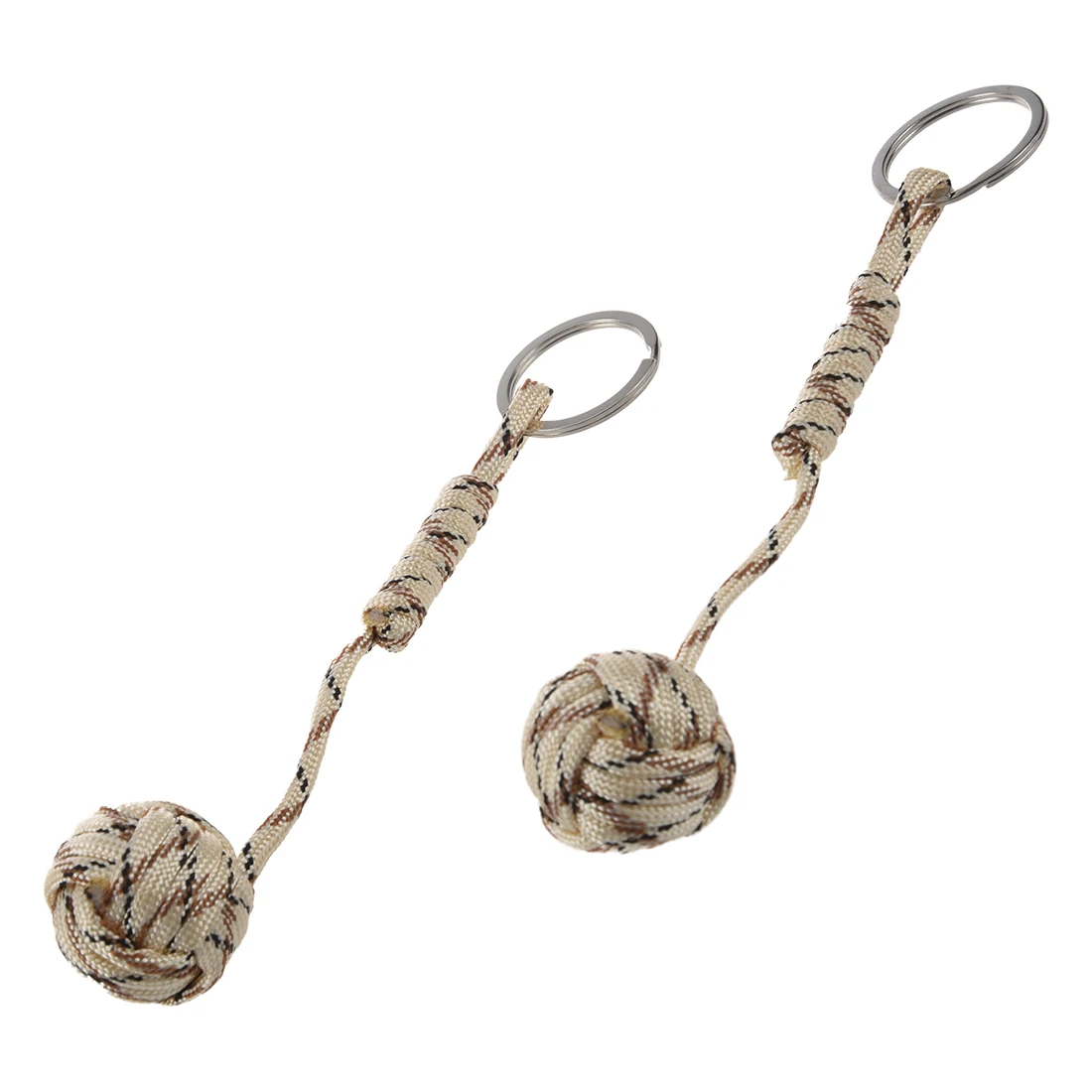 2 Piece Stainless Steel Ball Parachute Cord Pendant Keychain Camouflage