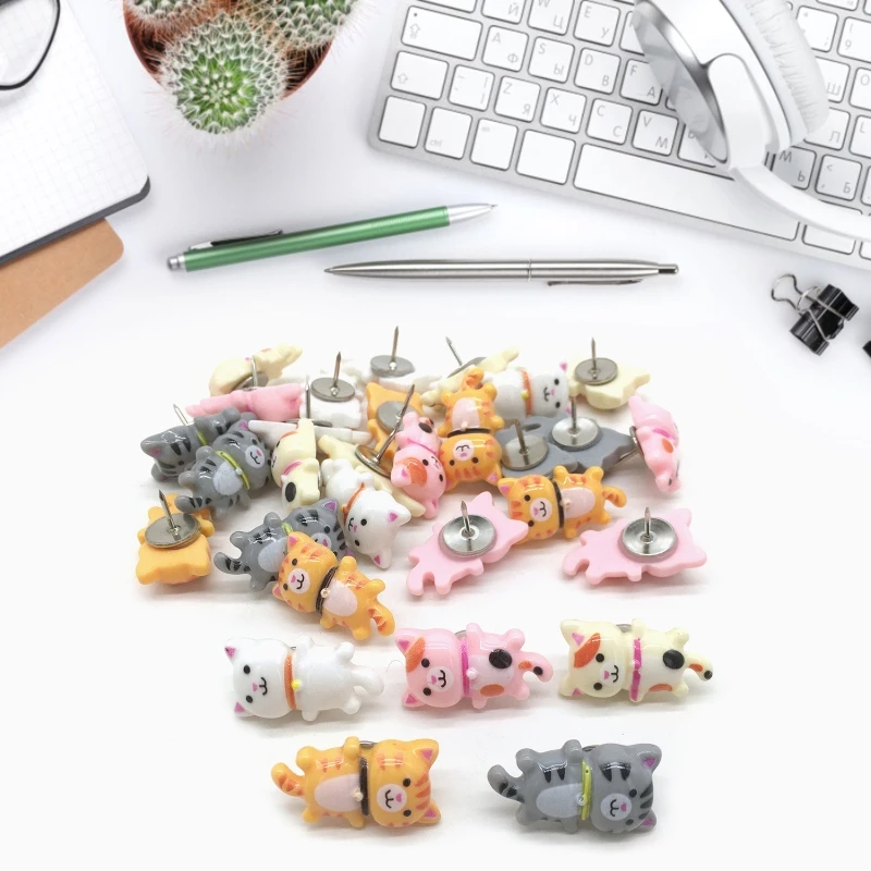 30 แพ็คสำหรับแมว PUSH Pins น่ารัก Thumb Tacks สำหรับบอร์ด Cork สำหรับ Home Office School Dropship
