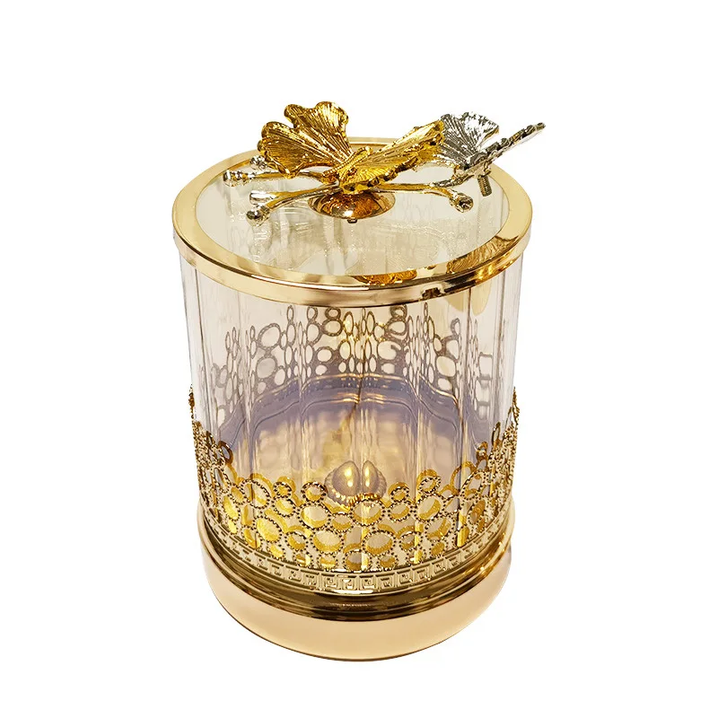 

DSA gold candy jar light luxury high transparency glass decoration desktop sealed storage tank living room creative ornament
