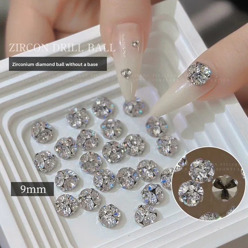 LYLE Zircon Piled Nail Charms Viral Clear White No Base Round Diamond Ball Finished Versatile Nail Art Piled Diamond Balls