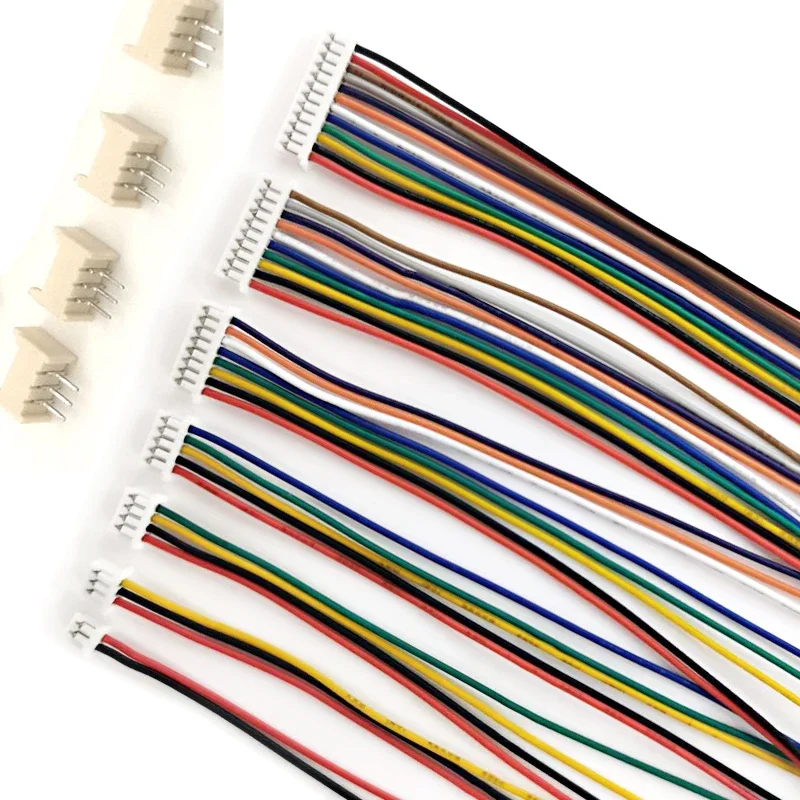 10 sets MICRO JST 1.25mm Pitch Female Connector Wire 10CM 20CM 30CM 28AWG 2/3/4/5/6/7/8/9/10/11/12 Pin with Straight Pin Socket