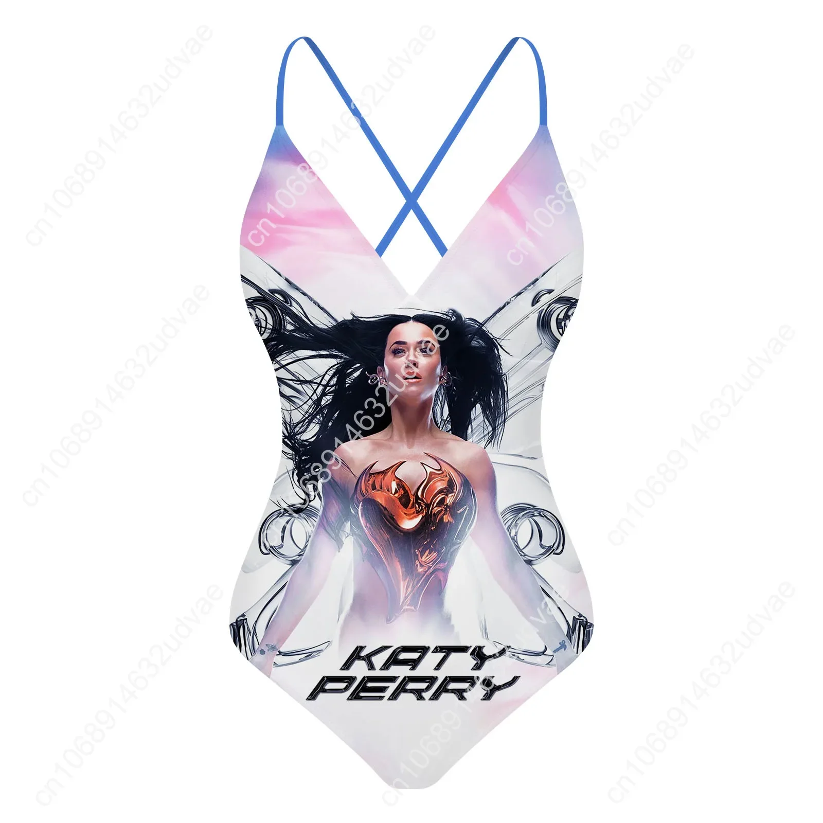 ملابس سباحة نسائية من كاتي بيري بتصميم رقبة على شكل V وظهر مكشوف، بيكيني مخصص لحفلات حمام السباحة، ملابس شاطئ مصنوعة حسب الطلب