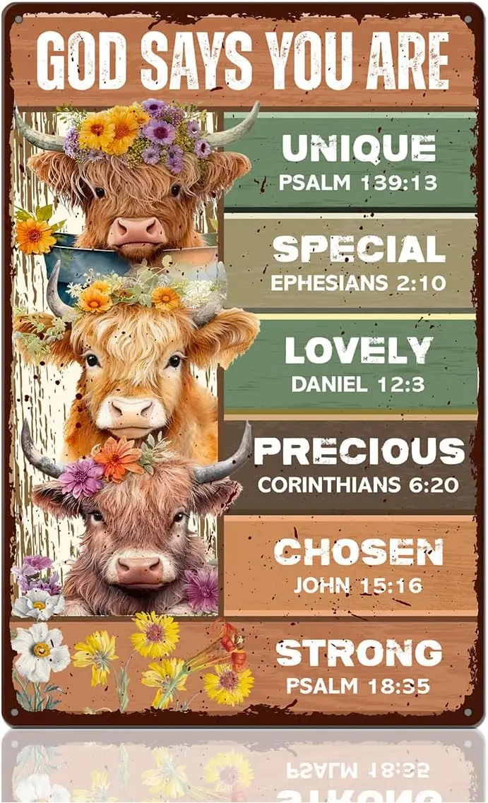 Highland Cow Decor for Home Office Bathroom Kitchen, Highland Cow Gifts | Christian Decor, Inspirational Religious Gifts, Bible