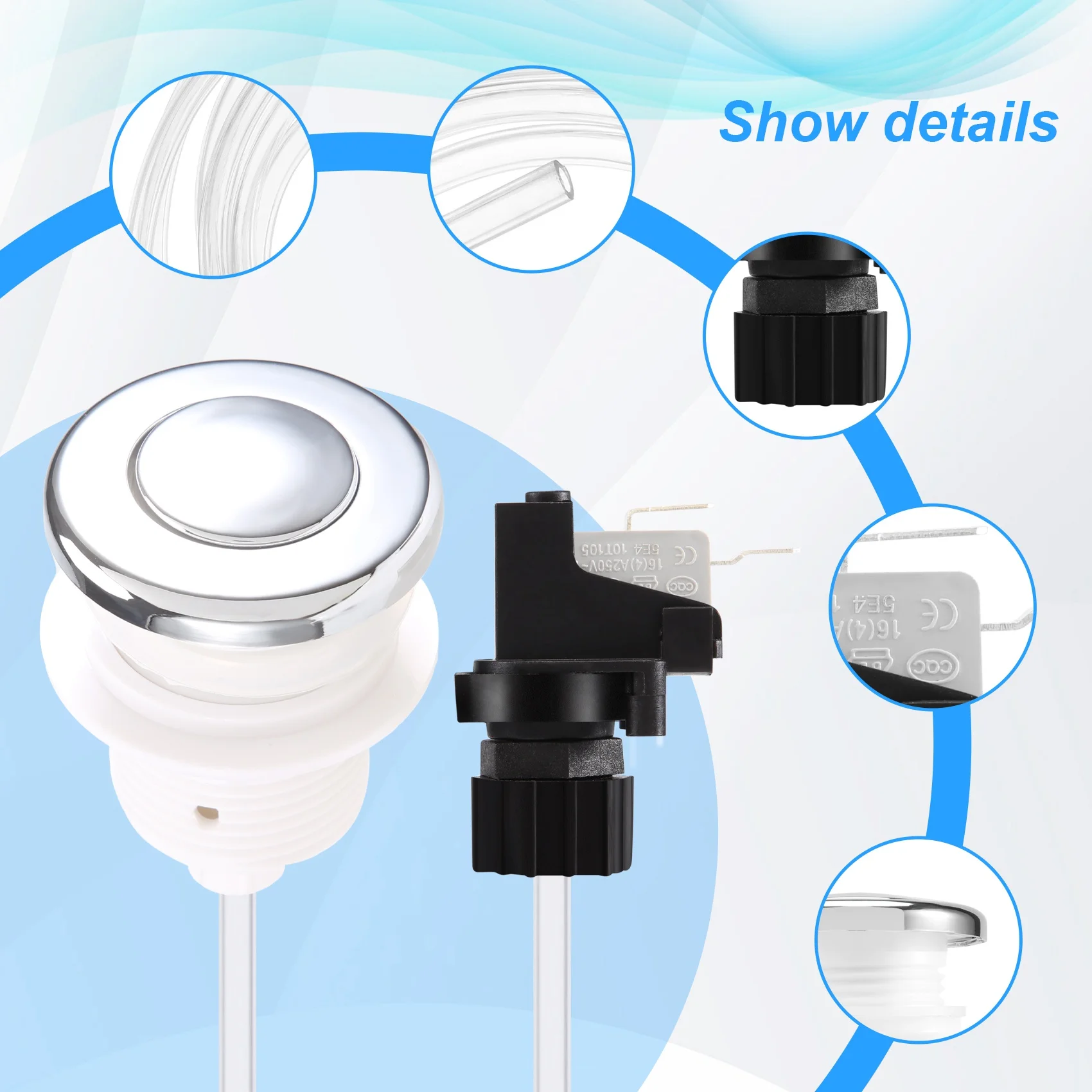 AT77 16A Вкл. Выкл. Кнопочный переключатель с гидромассажем для ванны, спа, мусора