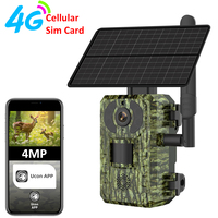 EU 4G Cellular 4MP 2K Battery Solar PIR Motion Activated Wildlife Hunting Trail Camera IP65 Outdoor Night Vision No Red Exposure