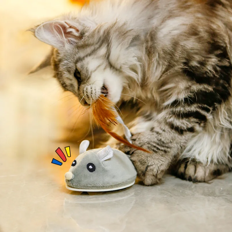 Electric Mouse Toys Cat Toy Interactive Automatic Moving Cat Teaser Toy Simulation Mice Kitten Self-Playing Cats Plush Toys