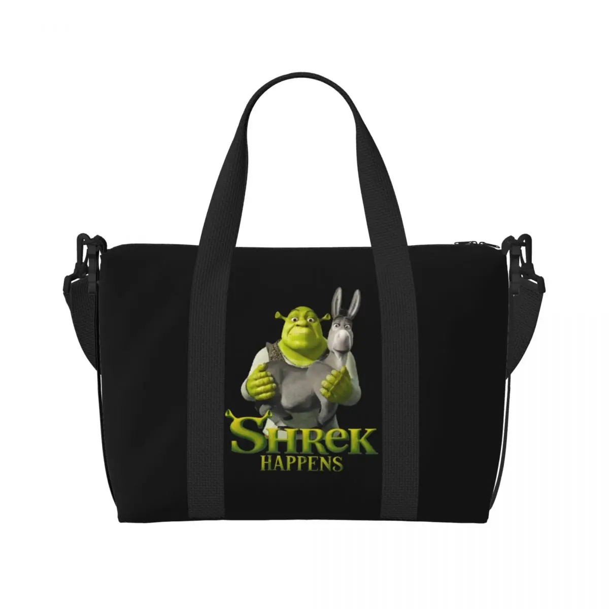 

Custom Large S-shreks Tote Bag Women Funny Cartoons Shoulder Shopper Beach Gym Travel Bag